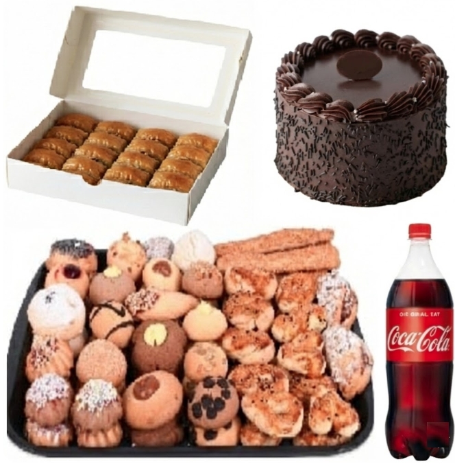 2-3 Kişilik Çikolatalı Yaş Pasta + Kuru Pasta + Cevizli Baklava Menü Isparta pasta