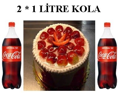 6-9 Kişilik Çilekli Yaş Pasta & 2x1 Lt Cola Isparta pasta